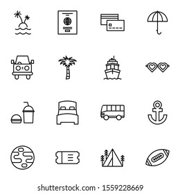 travel, tourism, journey, trip, holiday outline icon set. simple lined travel sign concept. 