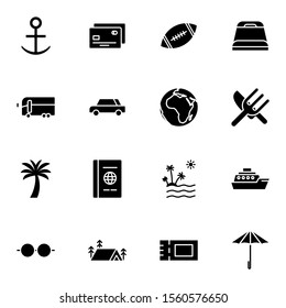 travel, tourism, journey, trip, holiday solid icon set. simple lined travel glyph icon sign concept. 