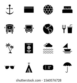 travel, tourism, journey, trip, holiday solid icon set. simple lined travel glyph icon sign concept. 