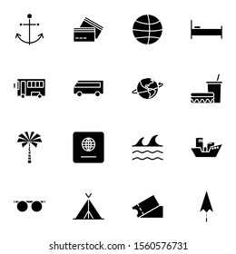 travel, tourism, journey, trip, holiday solid icon set. simple lined travel glyph icon sign concept. 