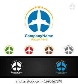 Travel and Tourism Logo for Hotel and Vacation Vector Illustration