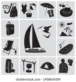 Travel, tourism, recreation. Set of vector illustrations.