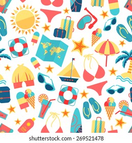 Travel and tourism seamless pattern, vector illustration
