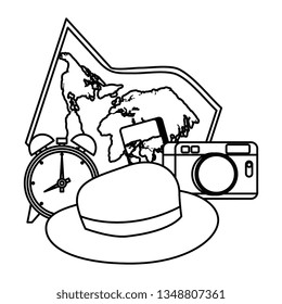 travel tourism set icons