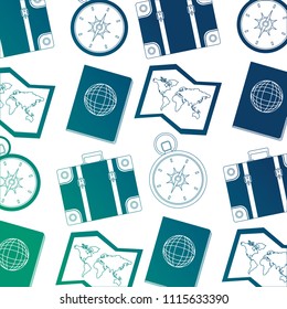 travel tourism set icons pattern background