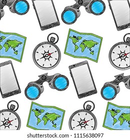 travel tourism set icons pattern background