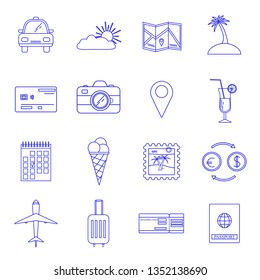 Travel and tourism set of outline icons. Vector illustration