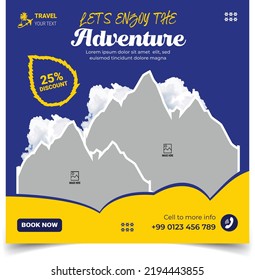 Travel and tourism social media post banner template design