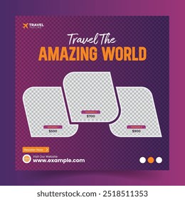 Travel tourism social media post or web banner