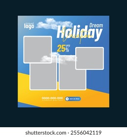Travel or Tourism Social Media Post Templates Design
