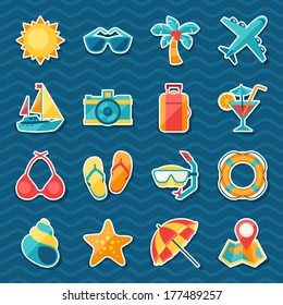 Travel and tourism sticker icon set.