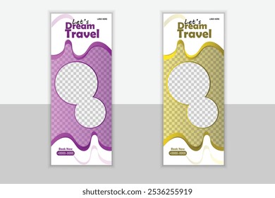 Travel and tourism template, Adventure banners set, Travel roll up banner design