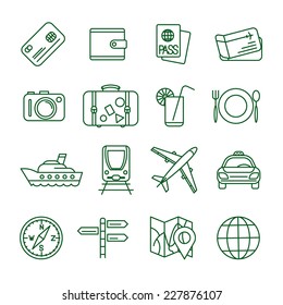 Travel And Tourism  Thin Line Vector Icon Set (2)