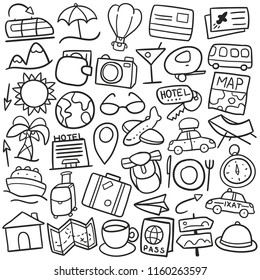 Travel Tourism Traditional Doodle Icons Sketch Hand Made Design Vector