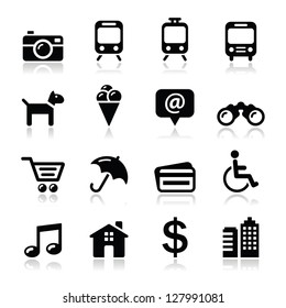 Travel tourism and transport icons set - vector