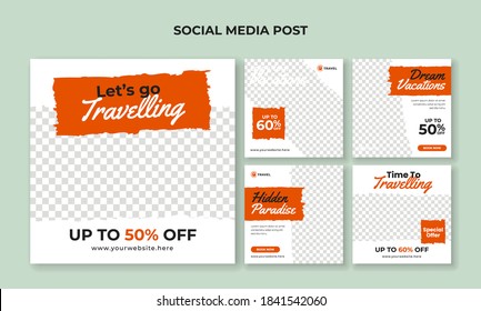 Travel, tourism and vacation banner for social media post template