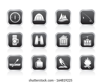 travel, Tourism, vacation and mountain objects - vector illustration