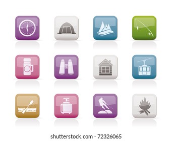 travel, Tourism, vacation and mountain objects - vector illustration