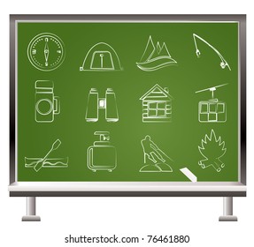 travel, Tourism, vacation and mountain objects - vector illustration