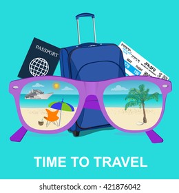 Travel, tourism and vacations concept, vector 