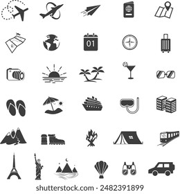 travel and tourism vector icon pack