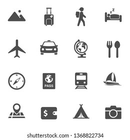 travel and tourism vector icon set. for web, mobile and ui design travel and tourism silhouette vector icons isolated on white background