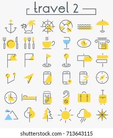 Travel, tourism and weather icons, set 2
