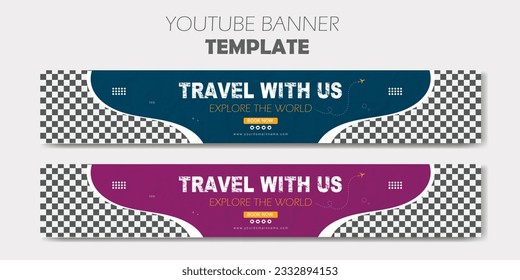 Travel and tourism youtube banner template design