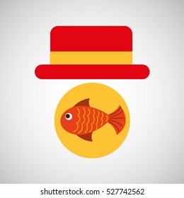 travel tourist hat concept fish icon vector illustration eps 10