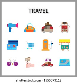 travel and tourist icon set isolated on white background for web design