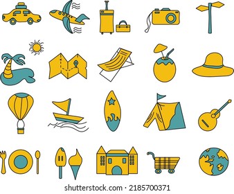 travel tourist vector illustration set 