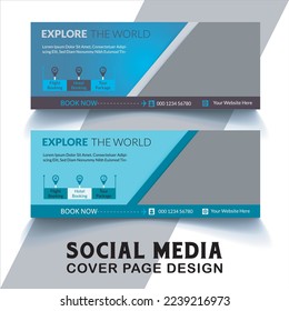 Travel tours banner template, Business trip banner with passport, tickets, smartphone and credit card. 