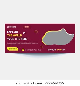 Travel tours banner template, horizontal advertising business banner layout template flat design set , clean abstract cover header background for website design