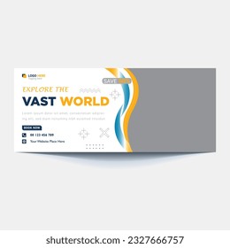Travel tours banner template, horizontal advertising business banner layout template flat design set , clean abstract cover header background for website design