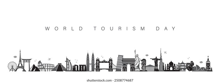 travel and tours illustrations vector background.Famous landmark around the world grouped together.tourism poster road trip holiday vacation and time to travel banner.