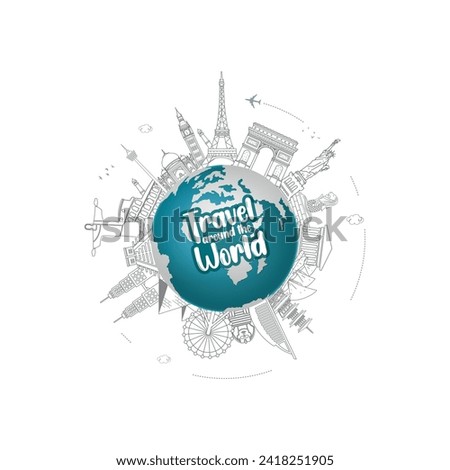 travel and tours illustrations vector background.Famous landmark around the world grouped together.tourism poster road trip holiday vacation and time to travel banner. world tourism day