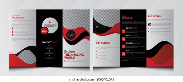 Travel Tours Trifold Brochure Template. Travel Agency Brochure. Agency business tri-fold flyer, Poster, Brochure.