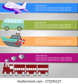 travel toute graphic information by air bus boat train in frame isolated