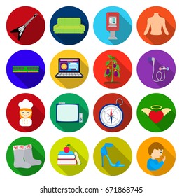 travel, trade, business and other web icon in flat style. music, medicine, hygiene,icons in set collection.