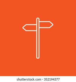 Travel traffic sign line icon for web, mobile and infographics. Vector white icon isolated on red background.