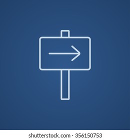 Icono de línea de señalización de tráfico de viajes para web, móvil e infografía. Icono azul claro del vector aislado en fondo azul. Vector de stock