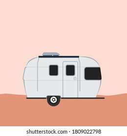 Travel Trailer, Camper Van, Motor Home, Airstream, Caravan Vector Illustration Background