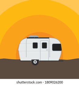 Travel Trailer, Camper Van, Motor Home, Airstream, Caravan Vector Illustration Background svg