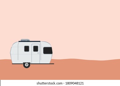 Travel Trailer, Camper Van, Motor Home, Airstream, Travel Car, Travel Camper, Trailer Camp, Camping Car, Car Camping, Caravan Vector Illustration Background svg