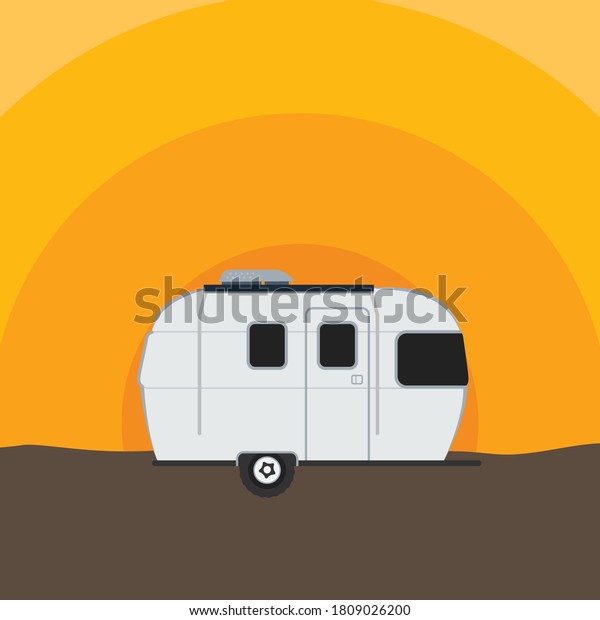 Travel Trailer, Camper Van, Motor
Home, Airstream, Caravan Vector Illustration
Background