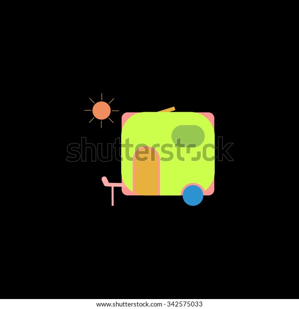 Travel\
trailer. Color vector icon on black\
background