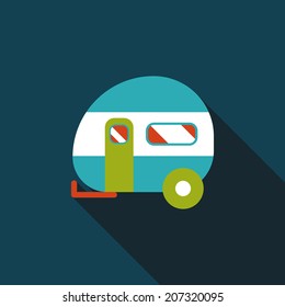 Travel trailer flat icon with long shadow