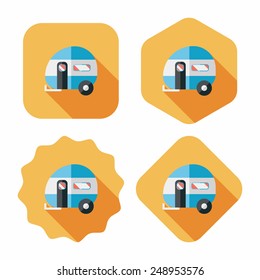Travel trailer flat icon with long shadow