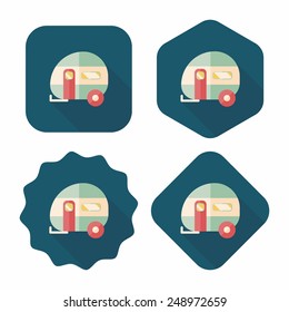 Travel trailer flat icon with long shadow