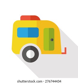 Travel Trailer flat icon with long shadow